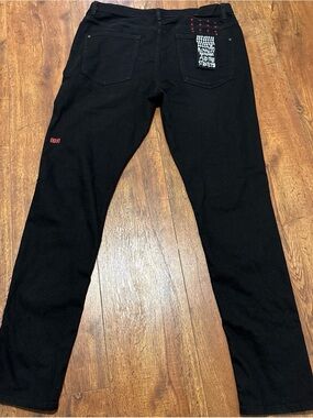 Ksubi Black Slim Men's Pants with Red and White Accents